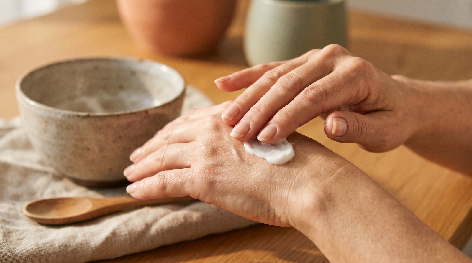Handen die crème aanbrengen — You Madu